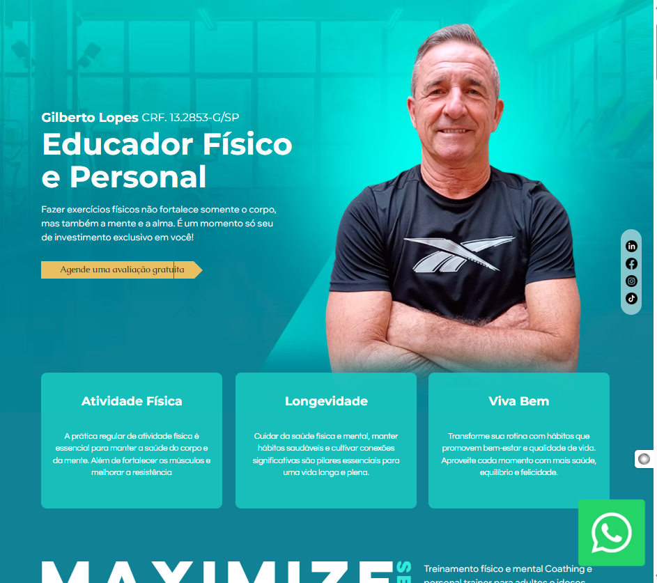 Site do educador físico Gilberto Lopes em Natal RN